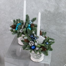 Композиция №12 с нобилисом и свечами в керамическом кашпо