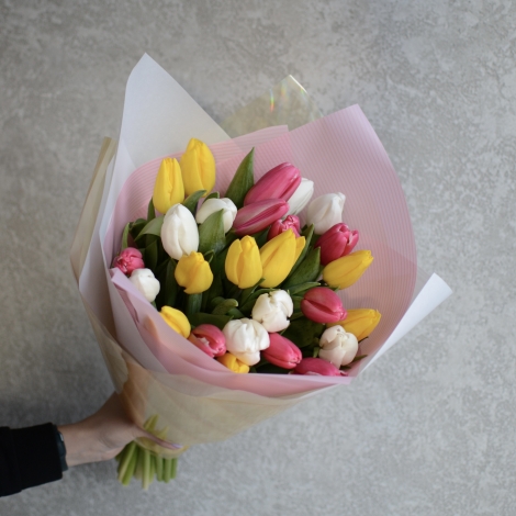Букет 25 тюльпанов, микс